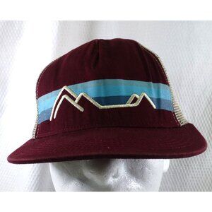 Vintage Mountains Trucker Hat Maroon & Mesh Snapback Unisex Adjustable Retro Out